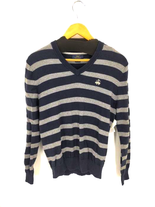 ブルックスブラザーズ 346 BROOKS BROTHERS カシミヤブレンド Vネックボーダーニット メンズ JPN：S