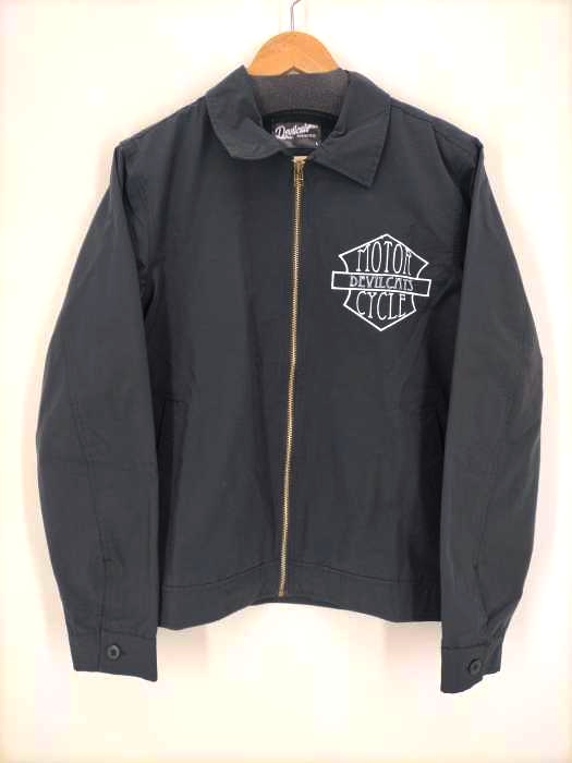 USED古着(ユーズドフルギ) Devilcats MOTORCYCLE ロゴ刺繍ナイロンブルゾン メンズ L
