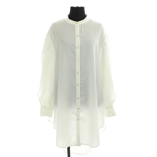 STYLEMIXER(スタイルミキサー) 20SS オーバーラップハイスリットシャツ 長袖 バンドカラー F 白 ホワイト /MY ■OS レディース レディース  F