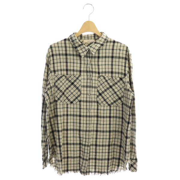 クリアインプレッション CLEAR IMPRESSION musee 20SS チェック 長袖 シャツ フリンジ F ベージュ /MY ■OS レディース  F
