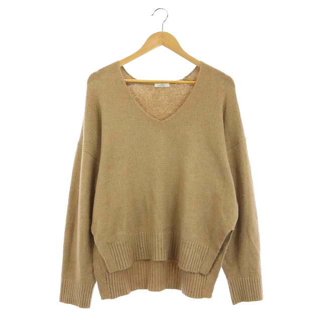 アーバンリサーチ URBAN RESEARCH アイテムズ ITEMS 20AW フンワリVネックニット 長袖 セーター サイドスリット FREE ベージュ /HH ■OS レディース  FREE