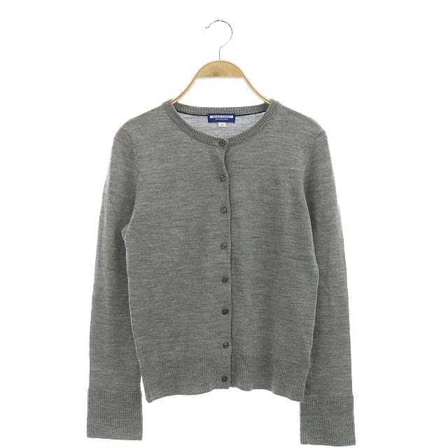 BURBERRY BLUE LABEL(バーバリーブルーレーベル) カーディガン ニット クルーネック ウール 38 グレー /MF レディース  38(日本サイズM相当）