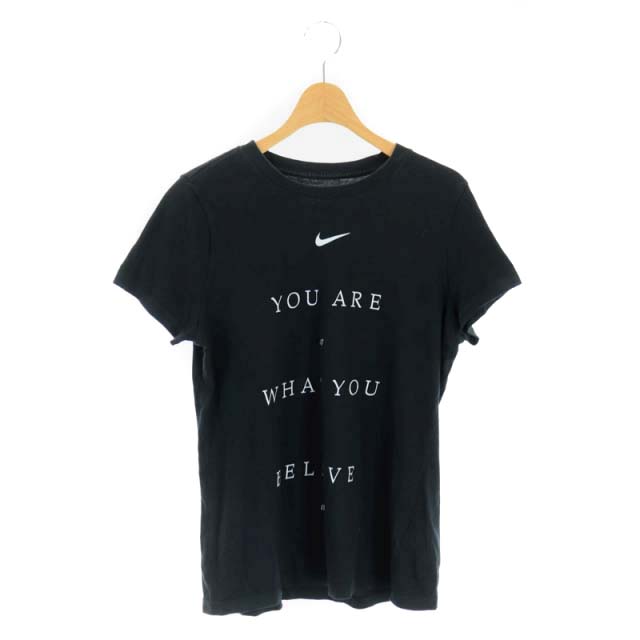 NIKE(ナイキ) THE NIKE TEE Tシャツ カットソー 半袖 プリント 近年モデル クルーネック M 黒 ブラック /AA ■GY レディース  L