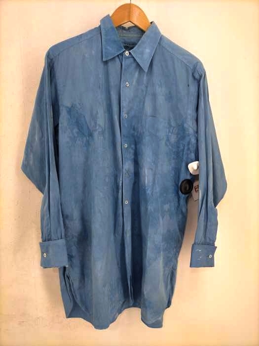 USED古着(ユーズドフルギ) 50s WALLACHS ムラ染加工 グランパシャツ ダブルカフス メンズ 表記無
