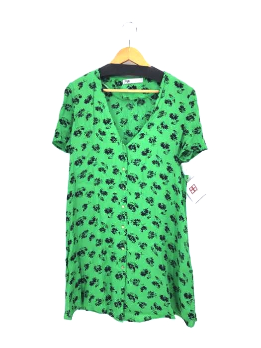ZARA(ザラ) 花柄 Vネックワンピース レディース import：M