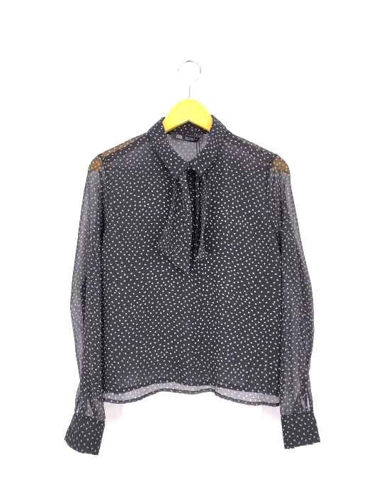 ZARA(ザラ) POLKA DOT LONG SLEEVE BLOUSE WITH BOW レディース import：M
