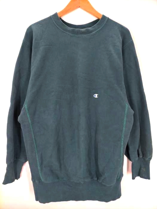 Champion(チャンピオン) 90S USA製 刺しゅうタグ REVERSEWEAVE 目あり 目青 スウェット ビッグサイズ エメラルドグリーン メンズ import：XL