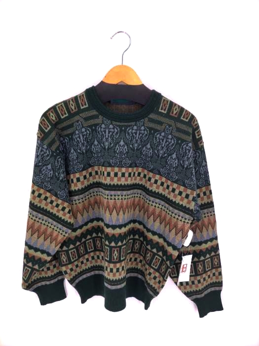 ユーズドフルギ USED古着 {{DOMENICA}}総柄 クルーネックニット メンズ JPN：L