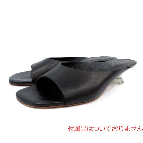 TODS(トッズ) レザークリアヒール ミュール サンダル サボサンダル オープントゥ イタリア製 38 25.0cm 黒 ブラック XXW07F0EK70MIDB999 /AN14 レディース  38(日本表記25.0cm相当)