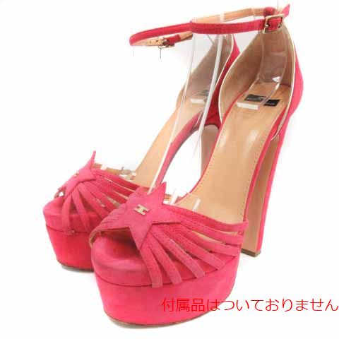 ELISABETTA FRANCE(エリザベッタフランキ) サンダル スウェード チャンキーヒール ハイヒール ストラップ 36.5 23.5cm ピンク /HZ1 ■SH レディース レディース  36.5（日本サイズ23.5cm相当）