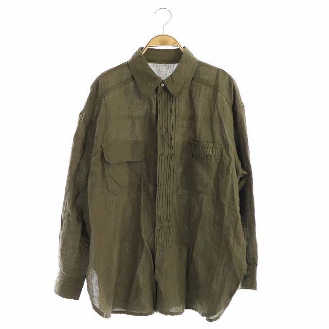 GRACE CONTINENTAL(グレースコンチネンタル) 21SS ピンタックシャツ リネン 長袖 スナップボタン 36 カーキ /ES ■OS ■SH レディース  36