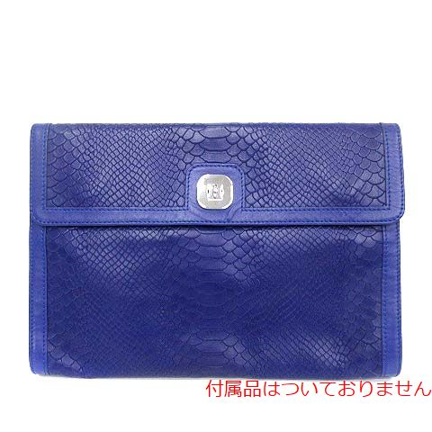 LONGCHAMP(ロンシャン) クラッチバッグ パイソン 型押し パーティーバッグ レザー 裏レオパード 紫 パープル /☆G レディース