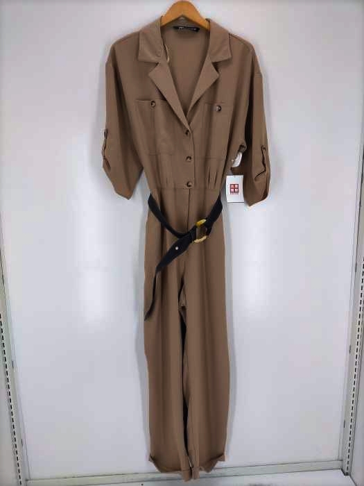 ザラ ZARA BELTED WRAP JUMPSUIT レディース M