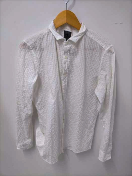 CALVIN KLEIN(カルバンクライン) シアサッカー素材スタンドカラーシャツ メンズ JPN：L