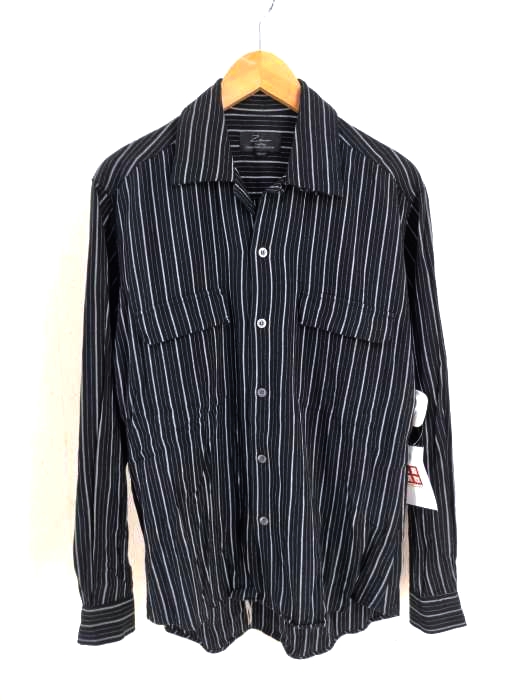 USED古着(ユーズドフルギ) フラップボタンストライプ柄オープンカラーシャツ メンズ JPN：M