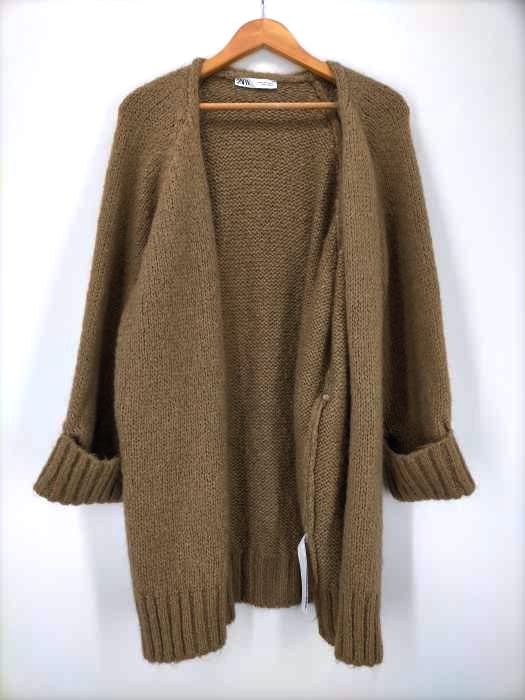 ZARA(ザラ) モヘアタッチ ロング ニットカーディガン レディース import：S