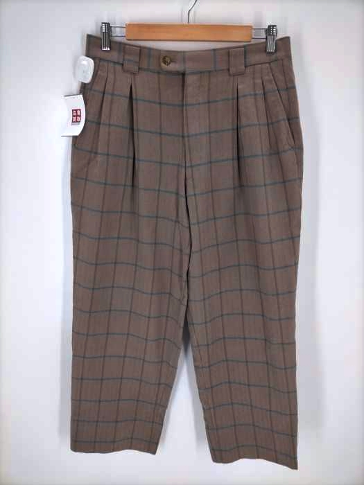USED古着(ユーズドフルギ) ヘリンボーンウールチェック柄2タックスラックスパンツ メンズ  85