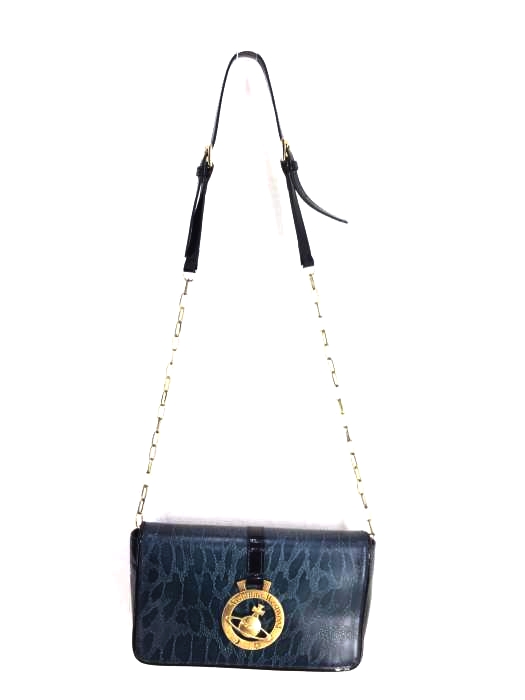 ヴィヴィアンウエストウッド Vivienne Westwood エナメルチェーンショルダーバッグ レオパード 型押し オーブ  レディース 表記無