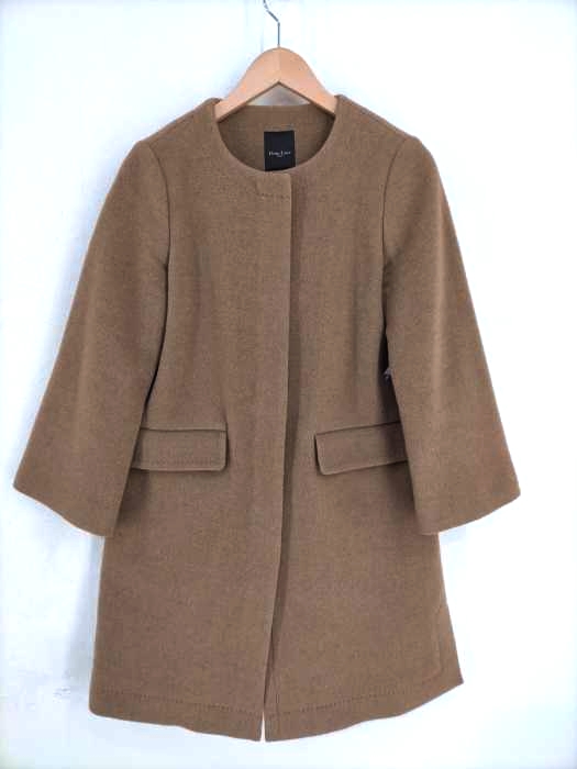 デミルクスビームス Demi-Luxe BEAMS カシミヤ混ウール カラーレス比翼コート レディース JPN：38