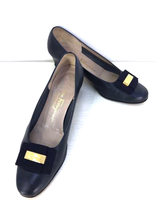 サルヴァトーレフェラガモ Salvatore Ferragamo リボン装飾 ヒールパンプス レディース  6 1/2