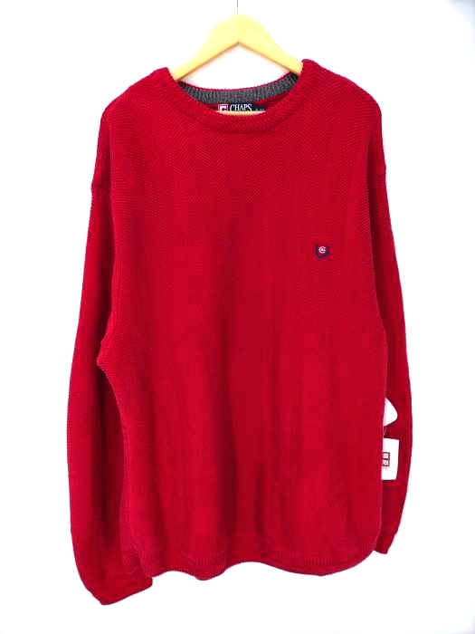 CHAPS RALPH LAUREN(チャップスラルフローレン) ワンポイント刺しゅう コットンプルオーバーニット ビックサイズ メンズ import:XL