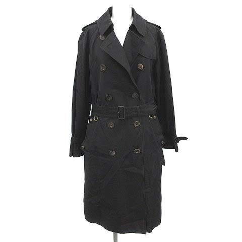 AQUASCUTUM(アクアスキュータム) new aqua 5 トレンチコート ヴィンテージ チェック柄ライナー付き ロング アウター 5F S 黒 ブラック /YM レディース  5FSサイズ相当