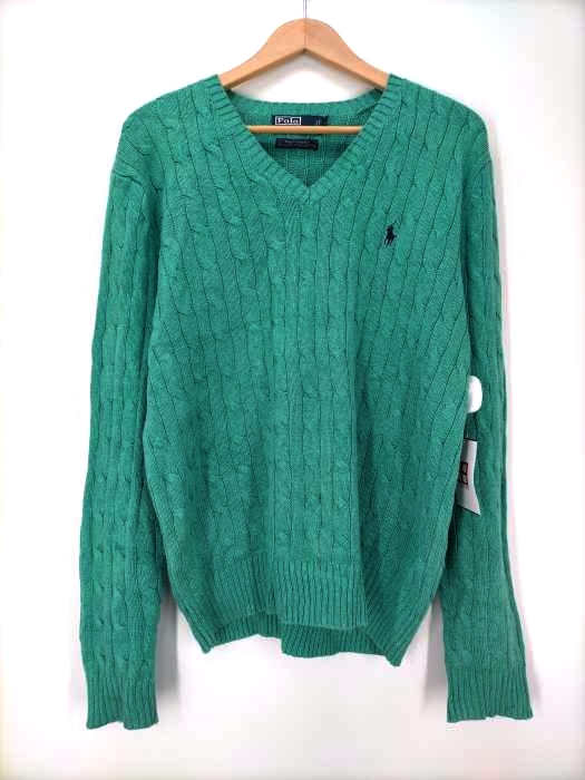 Polo by RALPH LAUREN(ポロバイラルフローレン) シルクケーブルVネックニット メンズ import：L