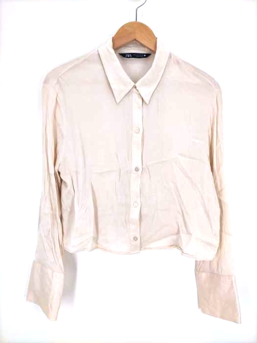 ザラ ZARA ショート丈 サテンシャツ レディース  M