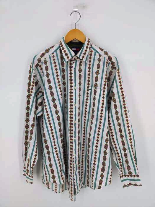 TOMMY HILFIGER(トミーヒルフィガー) 総柄ストライプ レギュラーカラーシャツ メンズ import：L