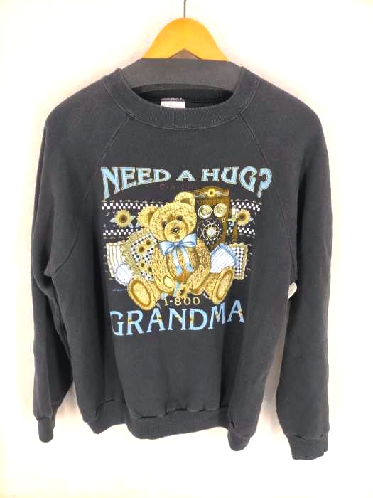 ヘインズ Hanes USA製 コットンアクリル NEED A HUG? GRAND MA ラグランスウェット レディース JPN：L