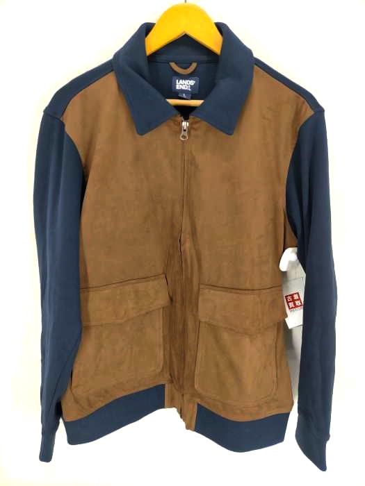 ランズエンド LANDS END メンズ・ワークレジャー・ニット・ブルゾン／エコスエード メンズ JPN：L