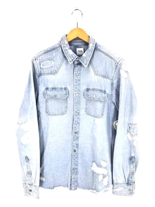 ZARA(ザラ) Ripped Denim Overshirt メンズ import：M