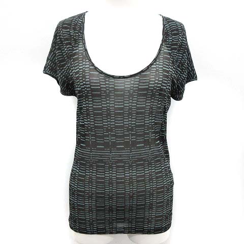 HUGO BOSS(ヒューゴボス) カットソー Tシャツ 総柄 Uネック 半袖 XS カーキ /NM ■EC レディース  XS