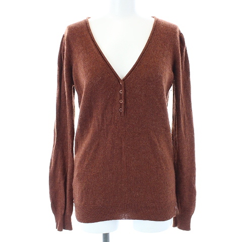 COMPTOIR DES COTONNIERS(コントワーデコトニエ) ニット セーター カーディガン 長袖 Vネック カシミヤ S 茶色 ブラウン /NM レディース  S