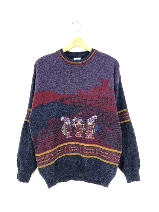 ユーズドフルギ USED古着 {{UOMO SUNDAY'S}} ベアー刺繍ラインニット メンズ 表記無