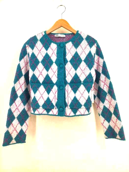 ザラ ZARA アーガイル柄 カーディガン レディース import：S