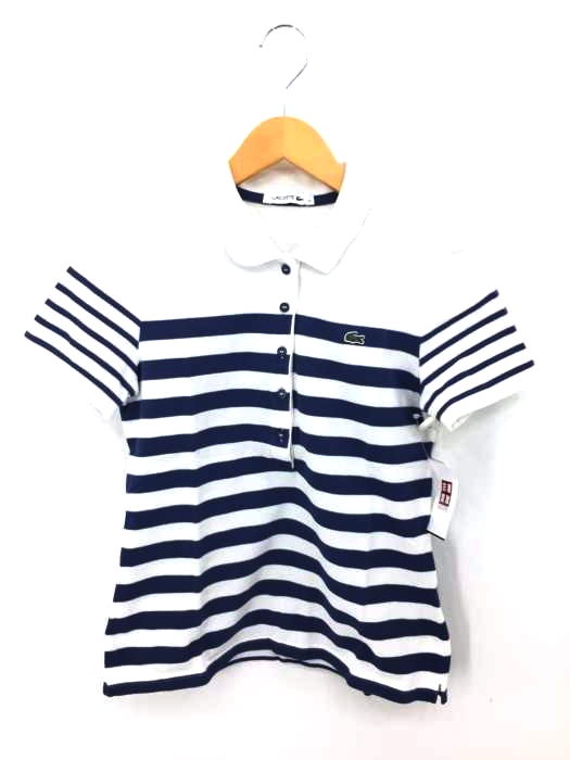 LACOSTE(ラコステ) ストレッチピケ パネルボーダー ポロシャツ レディース FR：38