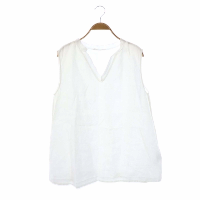GALERIE VIE(ギャルリーヴィー) ギャルリーヴィー GALERIE VIE トゥモローランド 19SS カシミヤ混リネン ノースリーブ ブラウス プルオーバー Aライン 36 白 ホワイト /ES ■OS レディース レディース  36(日本サイズS相当）