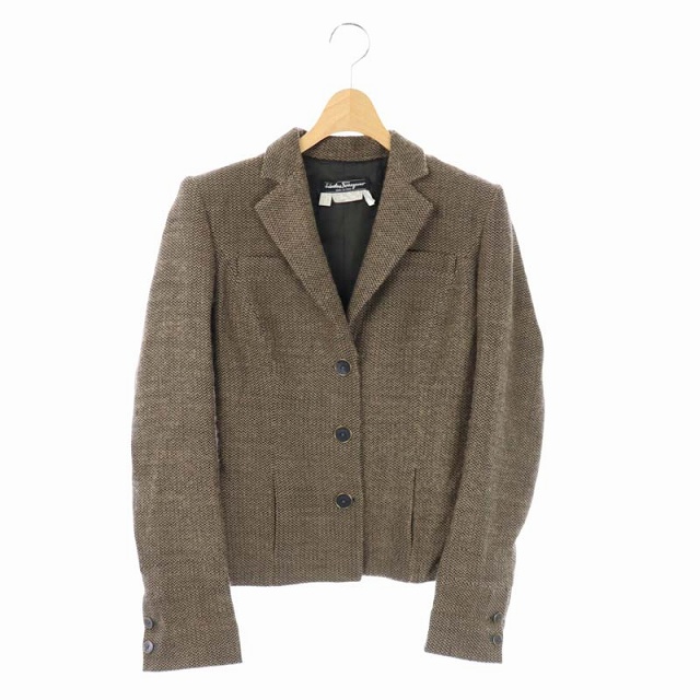 Salvatore Ferragamo(サルヴァトーレフェラガモ) テーラードジャケット 3B 総柄 ロゴボタン レディース  I40(日本サイズL相当）