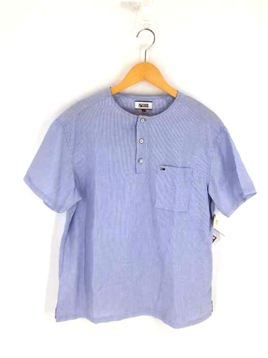 TOMMY HILFIGER(トミーヒルフィガー) シアサッカー ノーカラー プルオーバーシャツ メンズ JPN：L