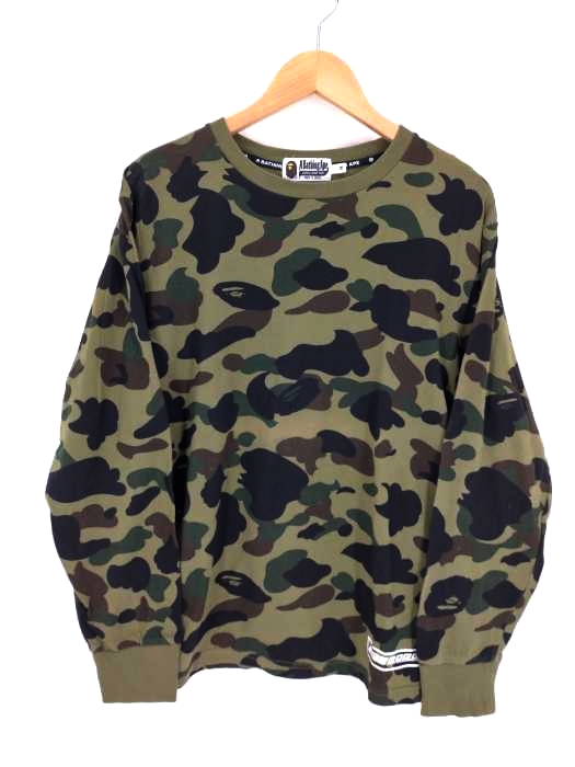 アベイシングエイプ A BATHING APE カモフラデザインロングスリーブカットソー メンズ  M