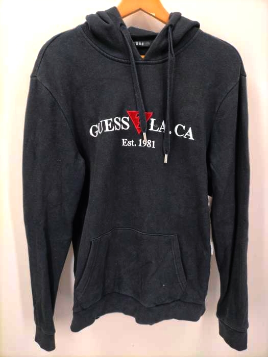 GUESS(ゲス) ロゴ刺繍 プルオーバーパーカー メンズ JPN：L