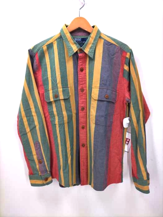 ポロバイラルフローレン Polo by RALPH LAUREN 90S CASCADE フラップポケット マルチストライプワークシャツ メンズ JPN:L