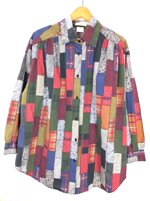 フメイ ROAMANS 90S 総柄 ポリコットン ペインターシャツ ボックスシルエット メンズ import：M
