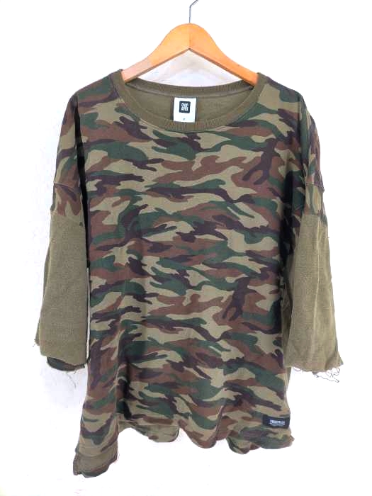 スワッガー SWAGGER THREE QUARTER SLEEVE カモ柄スウェット メンズ  X