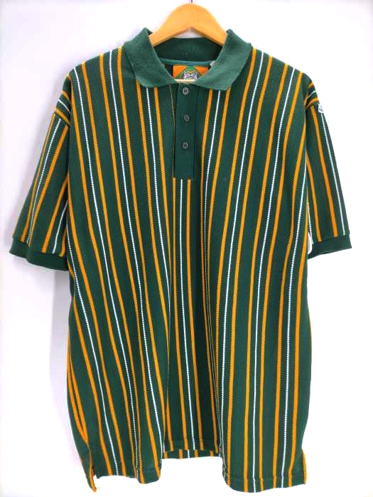 ユーズドフルギ USED古着 {{JAGUAR SPORTS}} ストライプ ポロシャツ メンズ  L