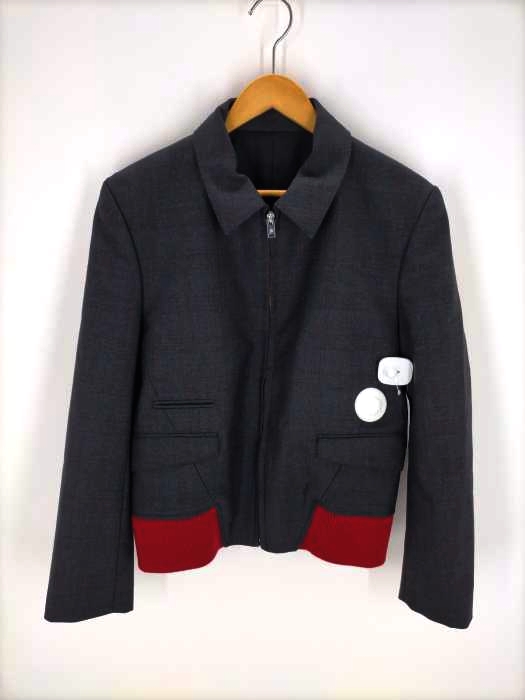 JOHN LAWRENCE SULLIVAN(ジョンローレンスサリバン) 14AW ウールギャバ 絣柄 リブ切替 ショートジップアップブルゾン メンズ US:38