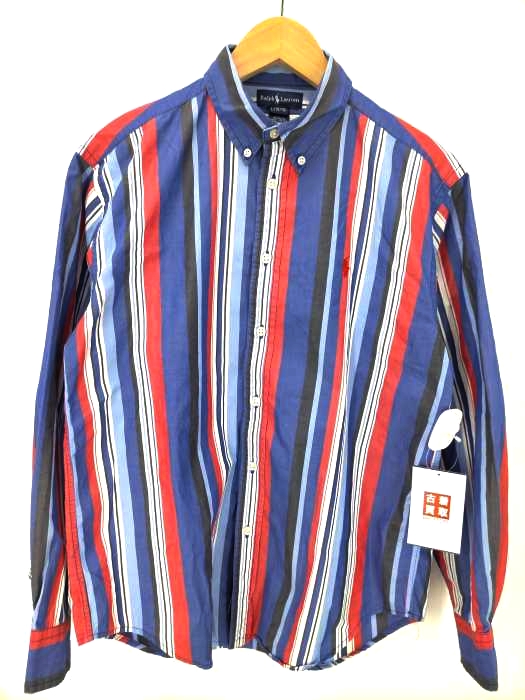 RALPH LAUREN(ラルフローレン) ポニー刺しゅう マルチストライプB.Dシャツ メンズ import：L 16/18