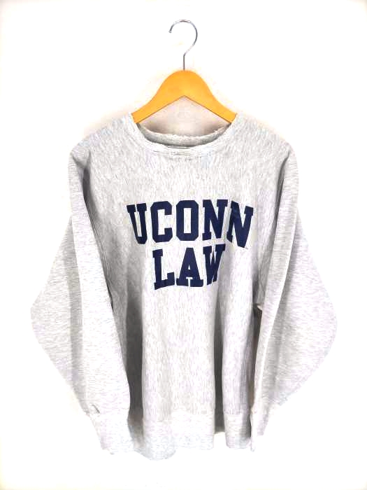 Champion(チャンピオン) 90S 刺繍タグ REVERSE WEAVE USA製 UCONN LAW 2段プリント クルーネックスウェット メンズ  XL