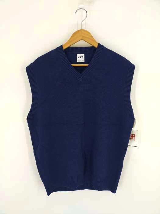 ZARA(ザラ) Vネックコットンニットベスト メンズ import：L